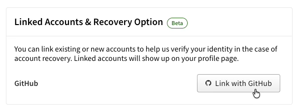 Screenshot of linking from Account Setting without any accounts linked